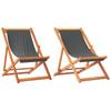 Beach Chairs 2 Pcs. Foldable Grey Fabric