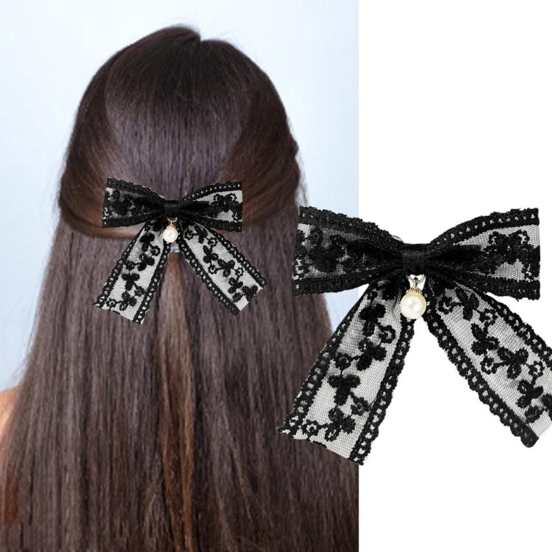 Elegante Haarnadel Schleifen Haarspange Schleifen Perlen 2000er Spitze Büsche Haarstyling