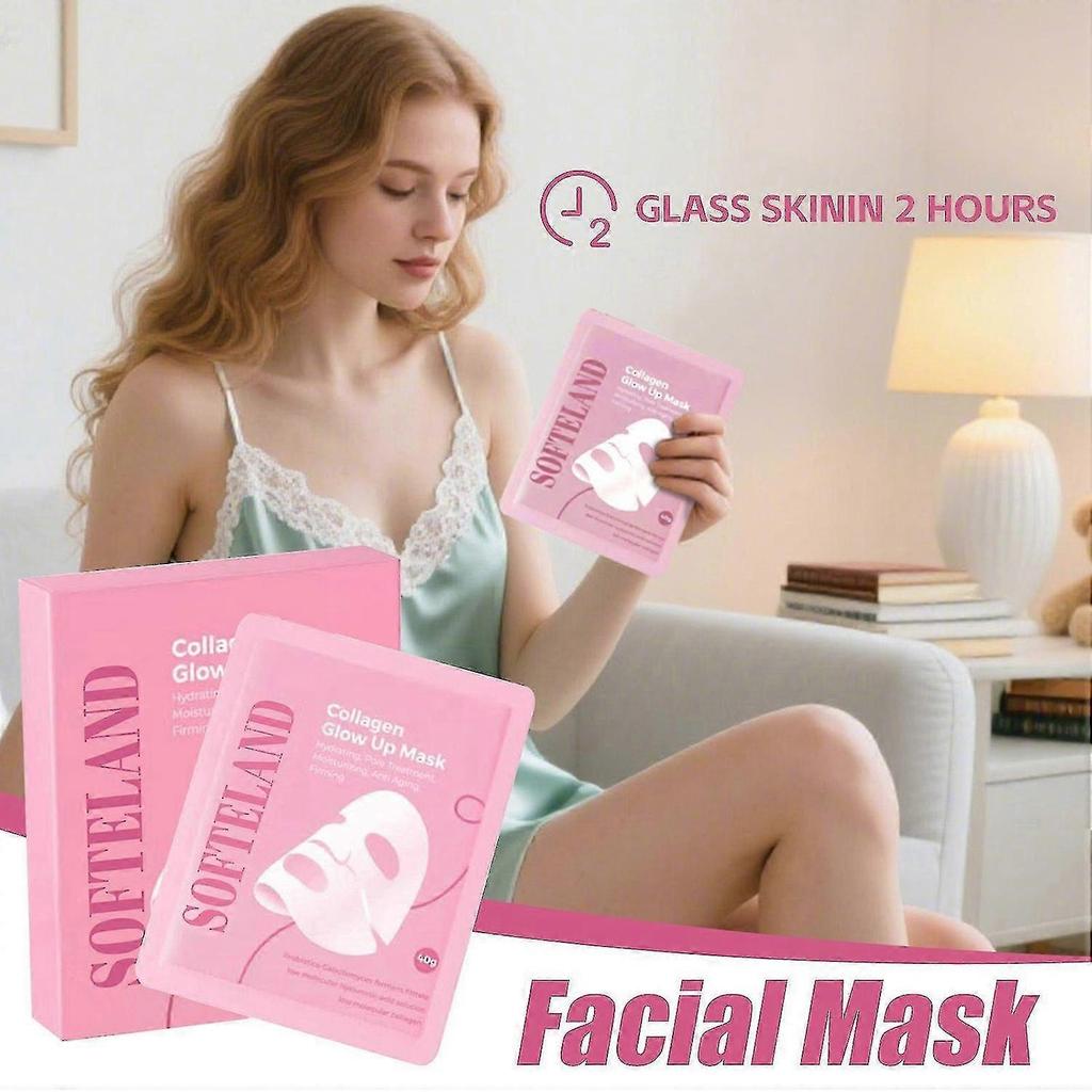 Collagen Glow Up Mask,Glow Up Firm Skin,Deep Hydrating,Wrinkle Reduction and Pore Minimization,Glass Skin,4pcs