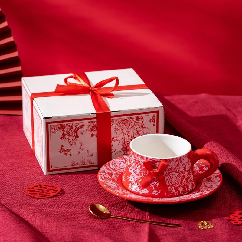 Rose Coffee Cup Set, Wedding Gift Gift Box, Two Cups Gift Box, Design Cup Set, Girlfriend Newcomer