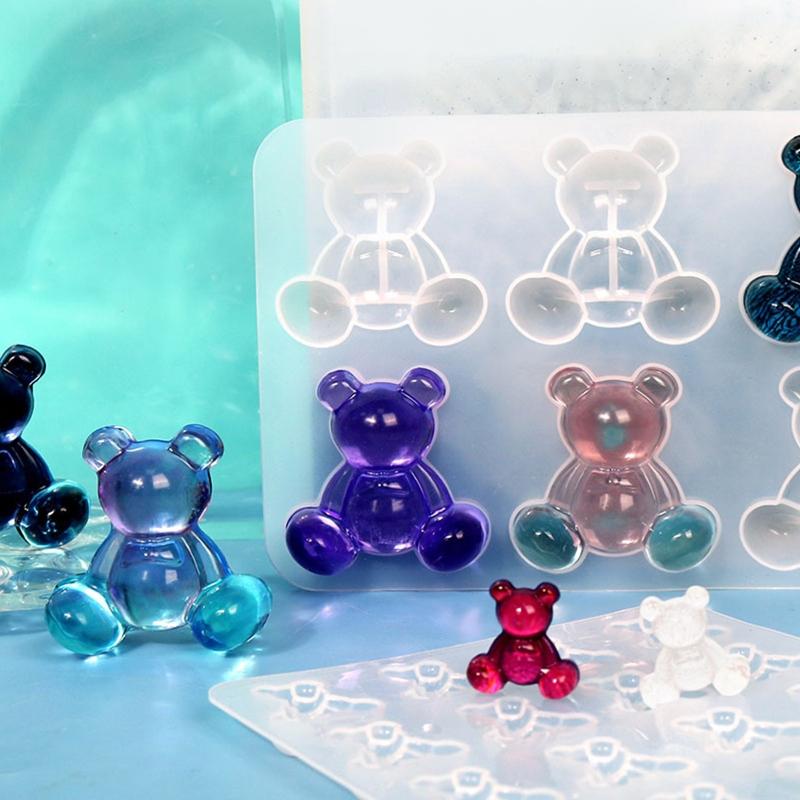 Bear Earring Silicone Mold Brooch Hair Pin Decorative Casting Mold Headwear Clip Mold DIY Craft Jewelry Making Supplies