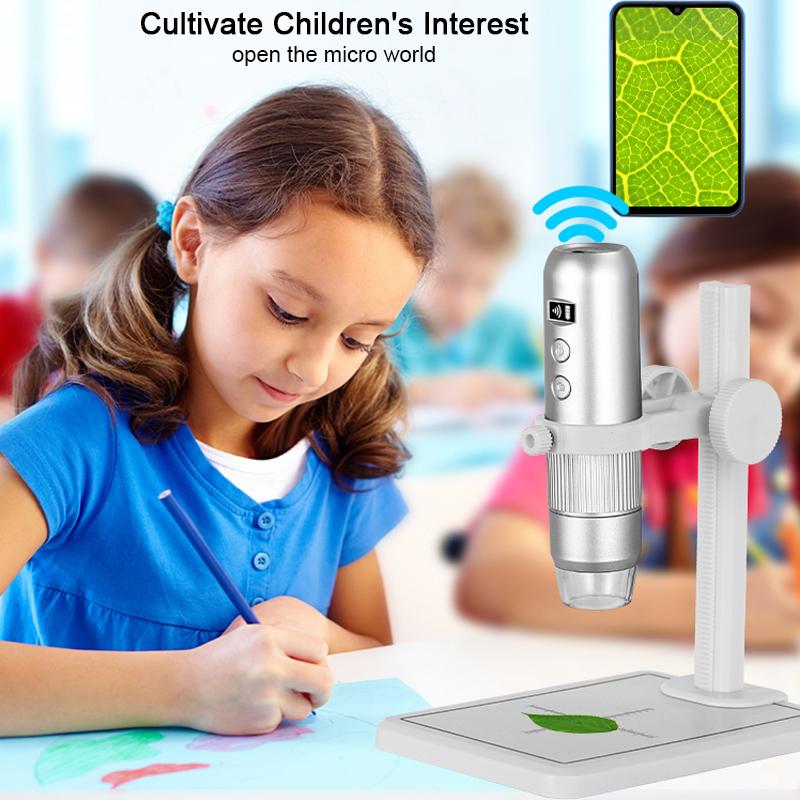 Microscope Digital WiFi USB Digital Handheld Microscopes Camera with Adjustable Metal Stand for iPhone Android Phone Mac PC