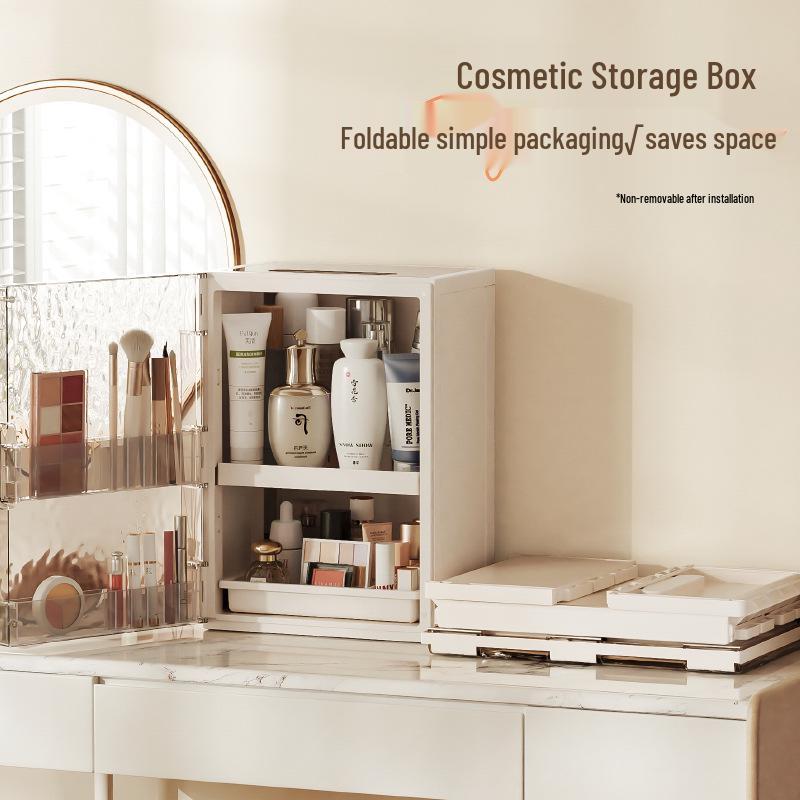Elegant Folding Desktop Storage: Plastic Lipstick & Cosmetics Organizer
