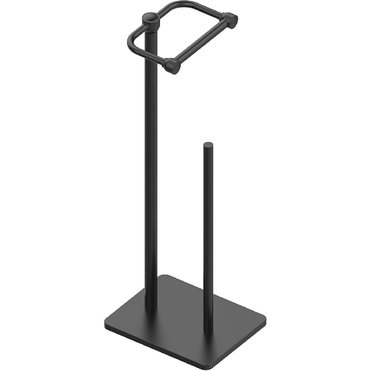 RUACQ Toilet Paper Holder Stand, Bathroom Toilet Paper Roll Holder Free Standing, Toilet Tissue Holder Stand with Post Pivoting Design, Stable Free Standing матовый черный