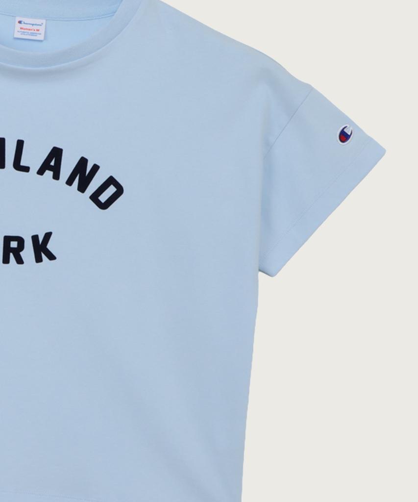 Champion Women'S New York Lettering Short Sleeve T-Shirt Light Blue
