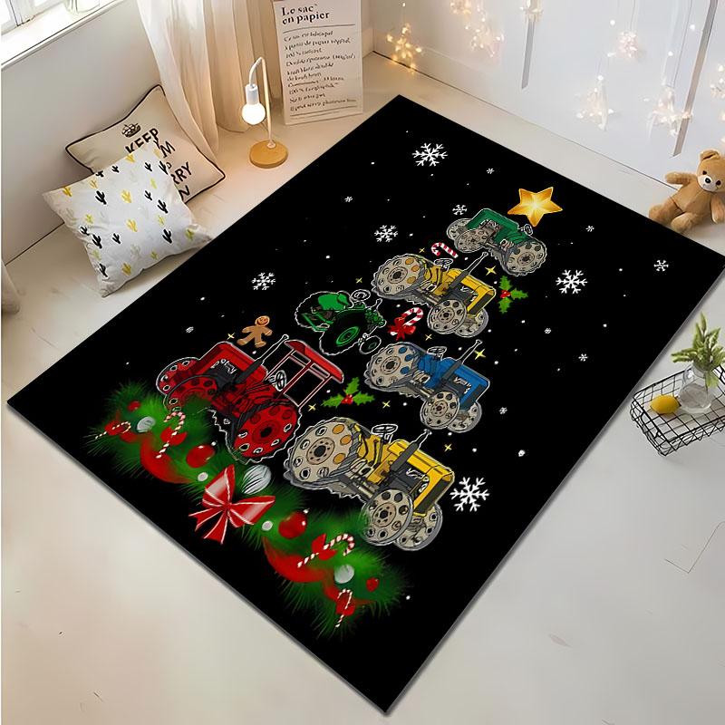 

Christmas Theme Farm Tractor Animal Carpet for Home Living Room Kid s Bedroom Sofa Doormat Kitchen Floor Rug Anti-slip Decor Mat 40x60cm (16x24in)