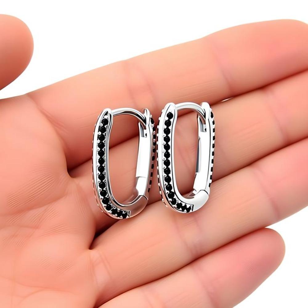 Black Awn Schwarze Steinschmuck-Creolen für Frauen