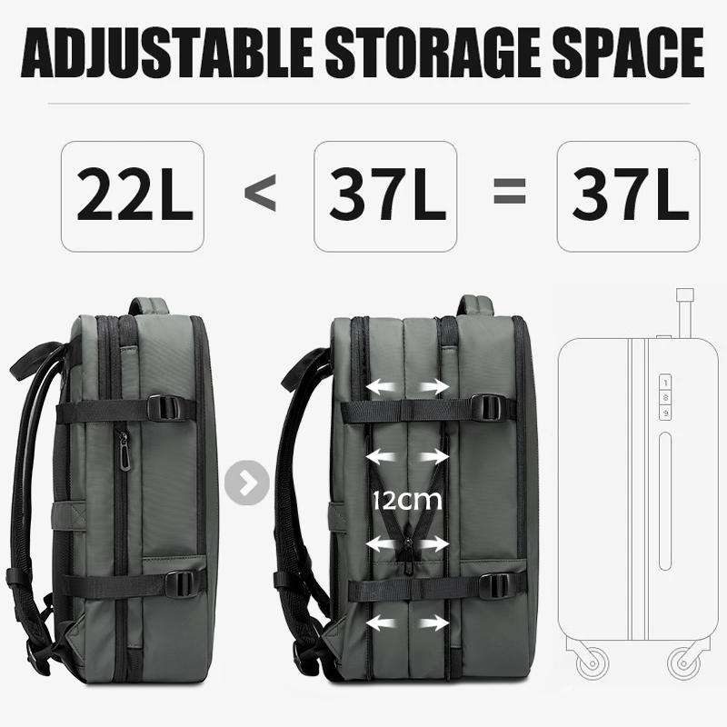 Aesthetic Men Business Backpack School Expandable USB Bag, Large Capacity 17.3 Laptop Waterproof Fashion Travel Backpack
