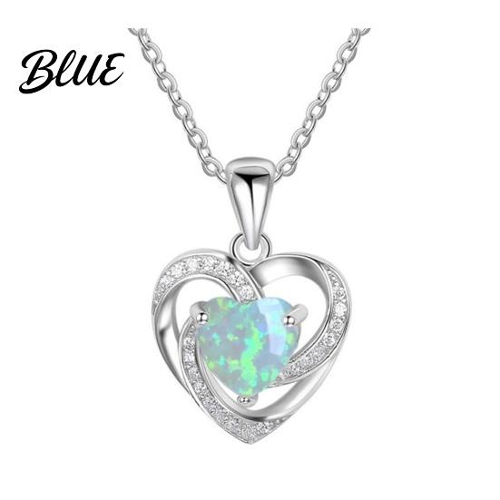Colorful Stone Pendant Faux Crystal Heart Infinity Necklace Sparkly Rhinestone