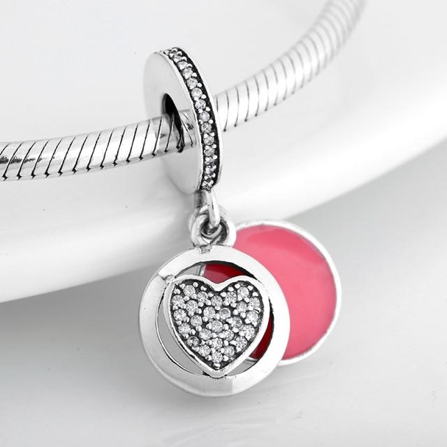 925 Sterling Silver Bead Openwork Sweet Hearts Crown Charms Beads Fit Jiuhao Bracelets Bangles Diy Womens Jewelry