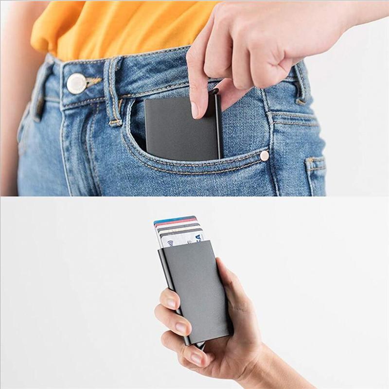 Rfid Credit Card Holder Metal Thin Slim Smart Wallet Men Women Wallets Pop Up Minimalist Small Black Purse Mini Walets for Men