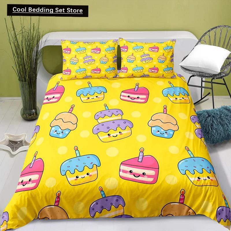 Härligt tecknat mat kung drottning påslakan pärlmjölkste sängklädesset barn tonåringar vuxna efterrätt pommes frites cola polyester täcke