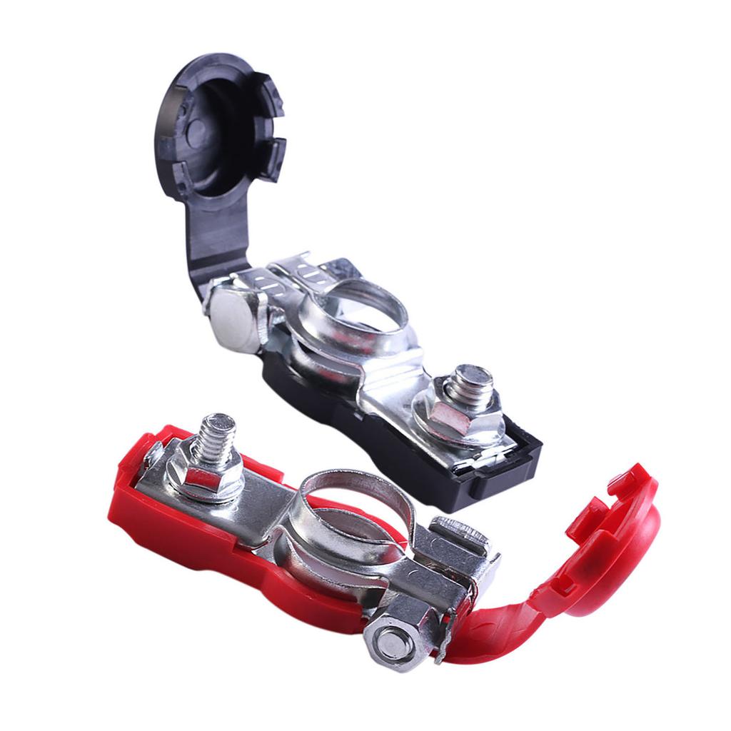 3Pcs Car Battery Terminal Set Negative and Positive with Plastic Cover Good Conductivity Clamps Connector