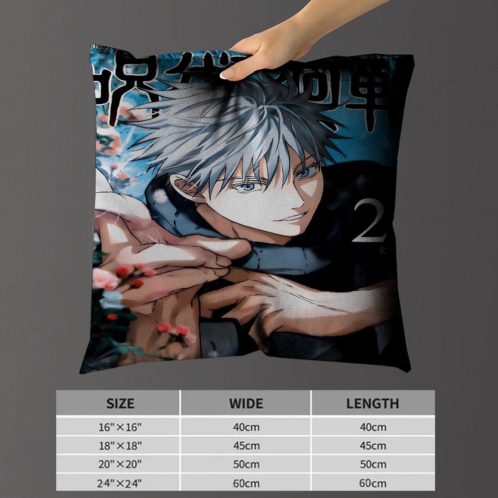 Satoru Gojo Anime Pillow Covers Cartoon Sofa Decorative Home Double-Sided Printing Short Plush Cute Cushion Cover