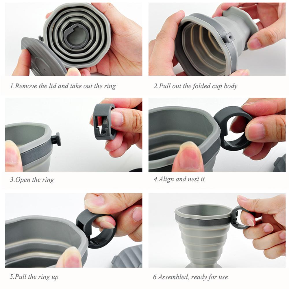 220ml Folding Cup BPA FREE Food Grade Silicone Water Cup Travel Outdoor Camping Portable Telescopic Cup Coffee Cups Drinking Mug