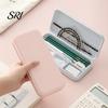 Pressure-resistant Pencil Holder Stationery Box Portable Thin Large Capacity Macaron Color Travel-friendly Container Case with Partitioned Storage