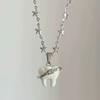 Women Y2K Sweet‑Cool Ins‑Vibe Retro Star‑Chain Tooth‑Shaped Diamond‑Inlaid Niche Necklace
