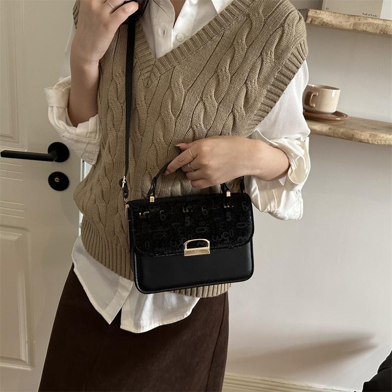 Small-scale Hand-held Small Square Bag Women's Bag, Digital Embossed Shoulder Bag, for Daily Commuting, Cross-body Bag