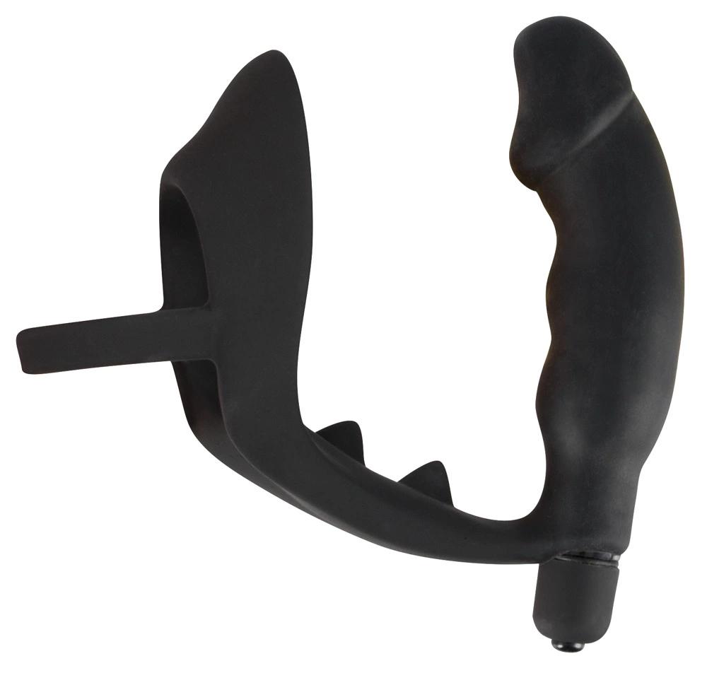 Penis Ring with Vibration and Dildo - Black Velvets
