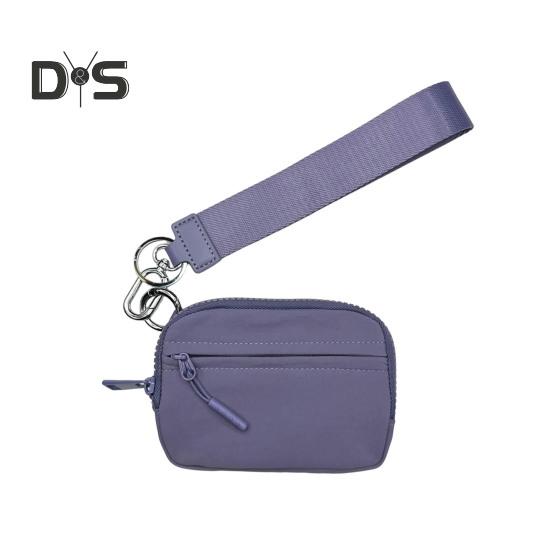 

Мини-сумка для монет с ремешком на запястье и несколькими отделениями для карточек, застежка-молния, портативный чехол для хранения гигиенических прокладок, телефона, ювелирных изделий, помады, ключей фиолетовый
