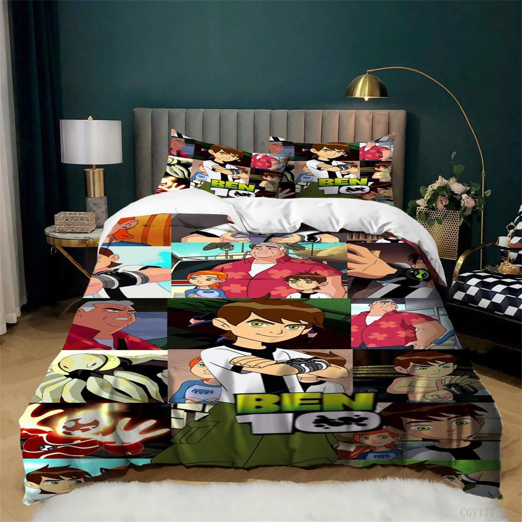 3 Pieces Comfy Soft Duvet Cover Set Ben 10 Bedding Set Single Size Comfortable Quilt Cover With Zipper Closure