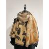 Scarf retro autumn and winter versatile color matching cartoon cat long thickened warm imitation cashmere shawl women