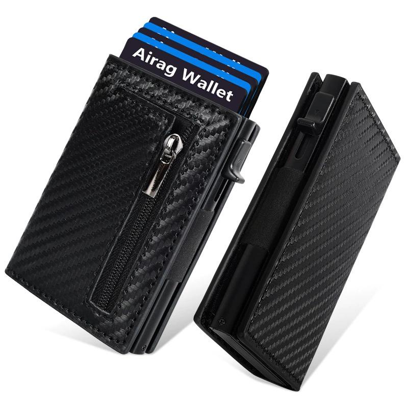 Men Wallet Money Bag Carbon Fiber Rfid Credit Card Holder Luxury Minimalistic Slim Thin Wallet Black Clutch Purse Male
