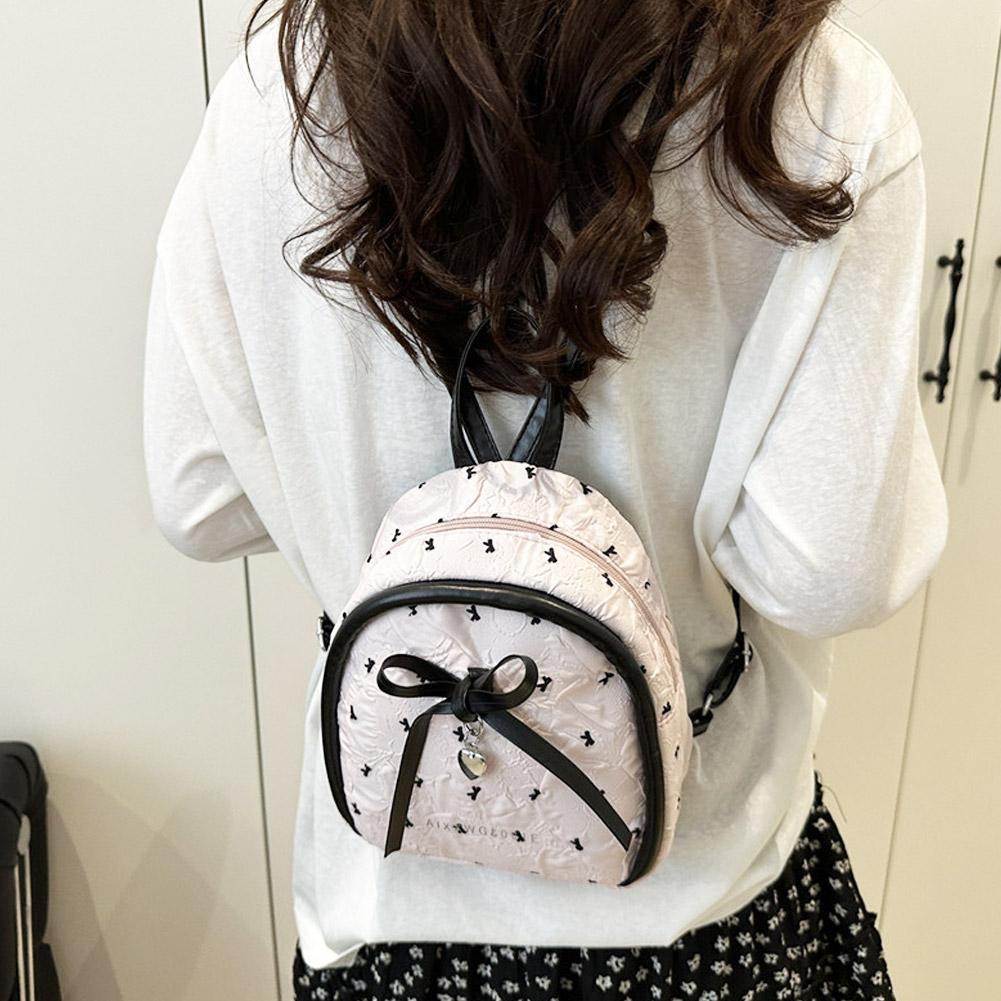 Fashion Bow Women's backpacks Cute pink sweet Bow Print Handbag Shoulder Bag Trendy Commuting Bag Student Schoolbag Gift