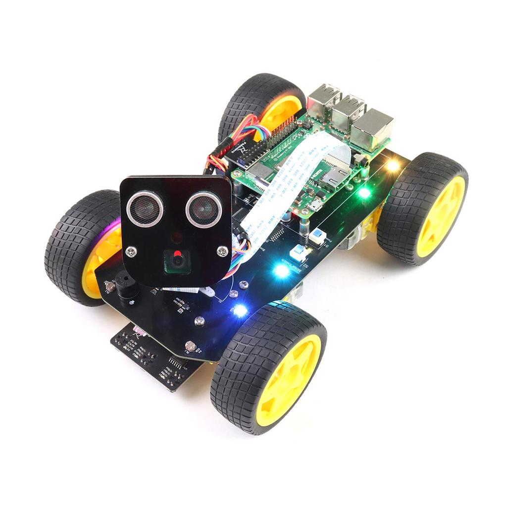 Freenove 4WD Smart Car Kit for Raspberry Pi with Face Line Light Obstacle App and Servo Pi Not 5, 4, B, 3, B+, Zero, 2, W, Tracking, Tracking,