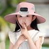 Cappello per Bambini Traspirante Protezione UV Cappello a Secchiello con Ventola Solare Ampia Visiera Protezione Collo Cinturino Regolabile Attrezzatura Estiva per Esterno