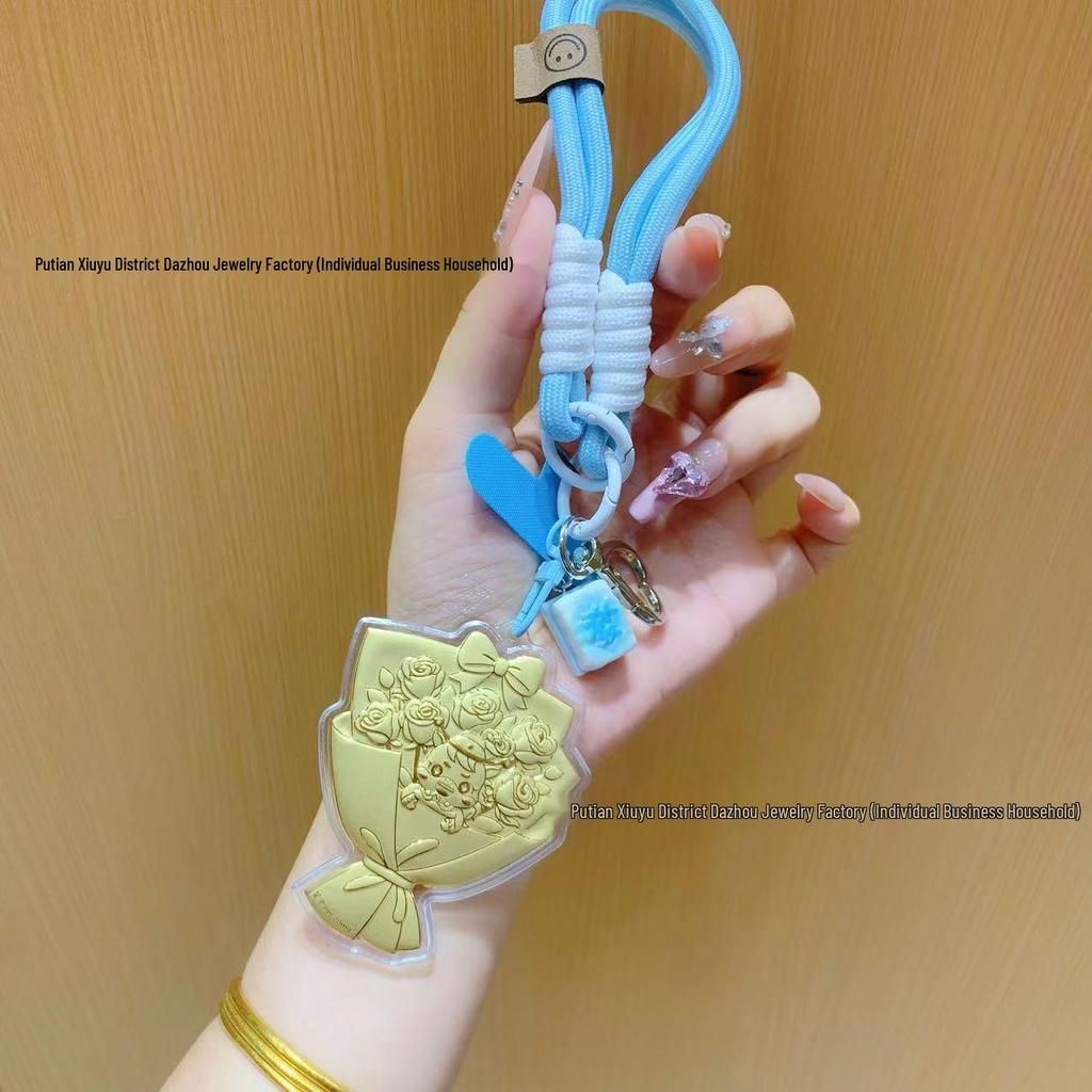 Shuibei 999 Fine Gold National Day Bouquet Pendant Key Charm
