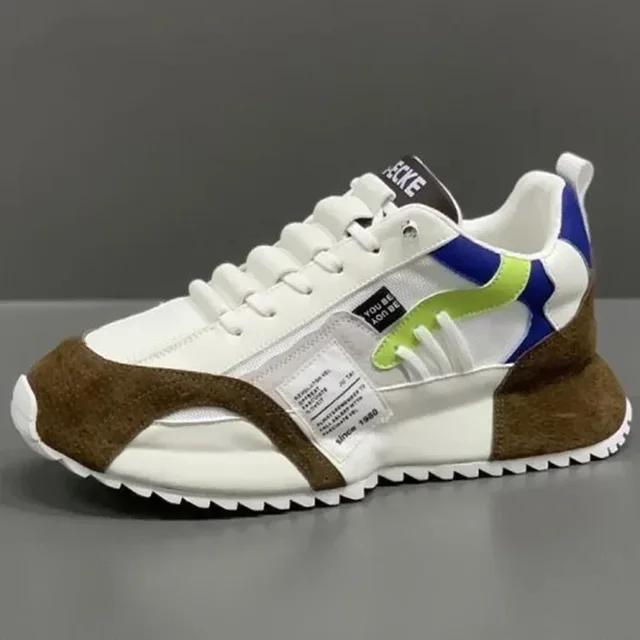 Sports Shoes Men's 2025 Spring and Autumn New Mesh Breathable Sports Shoes Fashionable Thick Soled Lace Up Casual Running Shoes