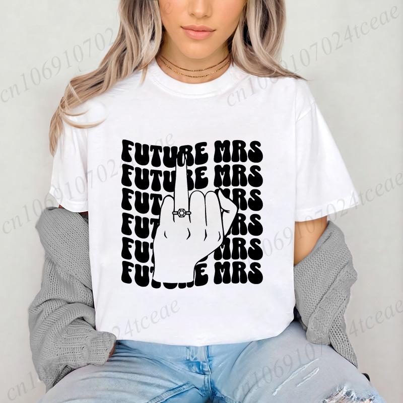 Retro Bachelorette Bride Shirt,Personalized Future Mrs Women s T-Shirts Bridal Bride To Be Tee Shirts 2026 Girls Wedding Outfit M