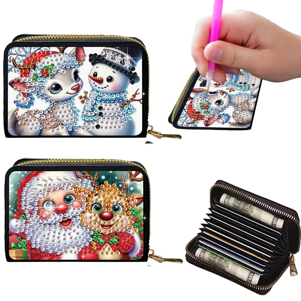 2pcs Animal Pattern Diamond Painting Fashion Card Holder DIY Diamond Painting Art Kit ID Storage Bag for Travel and Daily Use