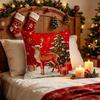 Christmas Pillowcase Grey Red Cartoon Santa Snowman Elk Sofa Cushion Cover Home Bed Car Decor Merry Christmas 45cm X 45cm