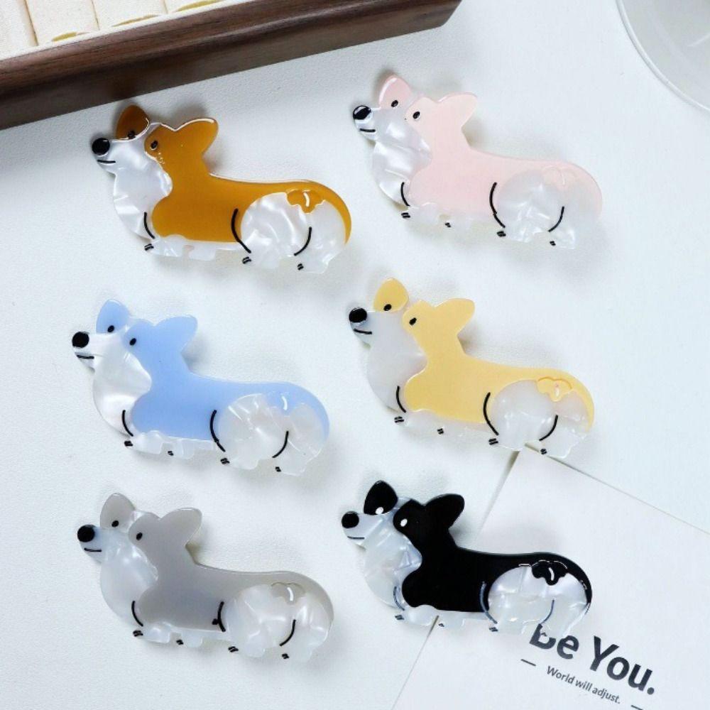 Animal Acetate Puppy Hair Claw Creative Dog Hairpin Personalized Corgi Hair Clip  Girls