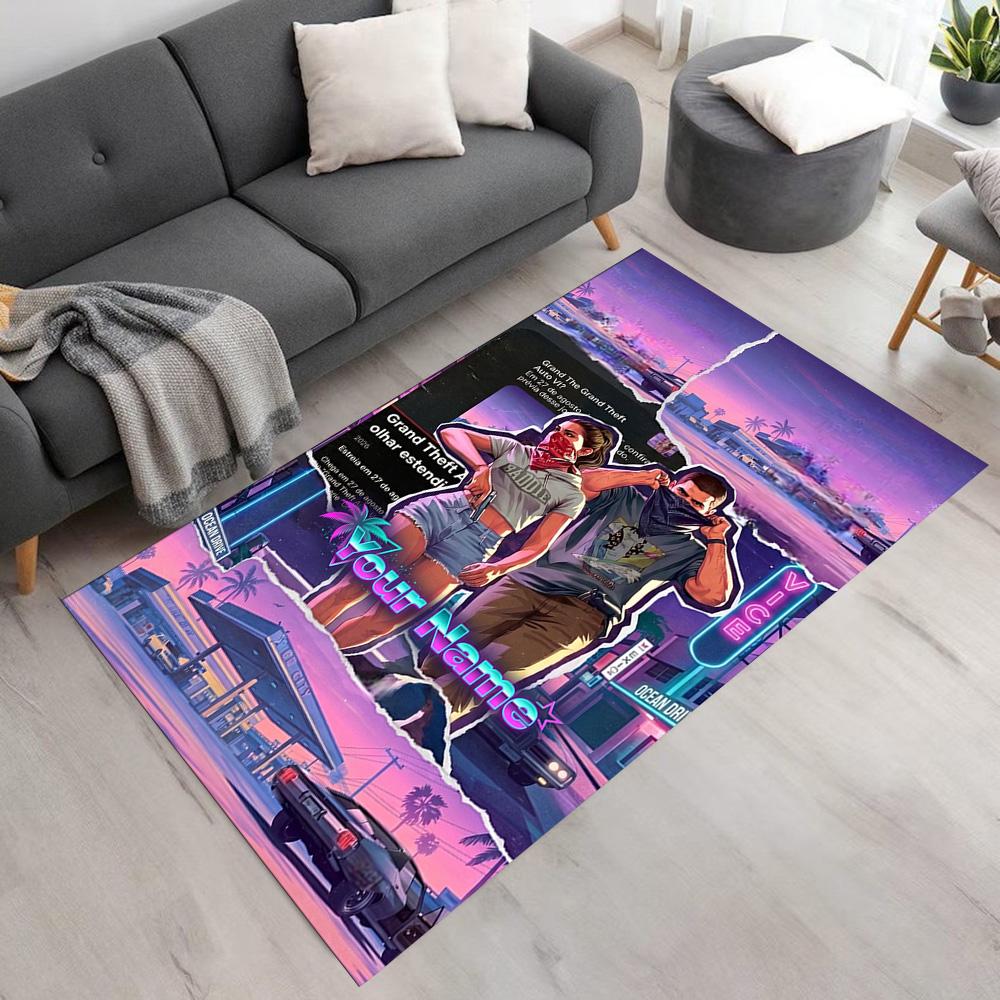 Grand Theft Auto Customize Your Name Carpet Suitable for Outdoor Study room Foyer Balcony Anti-slip Rug Decorate Offices Perfect Gift for Women/Men
