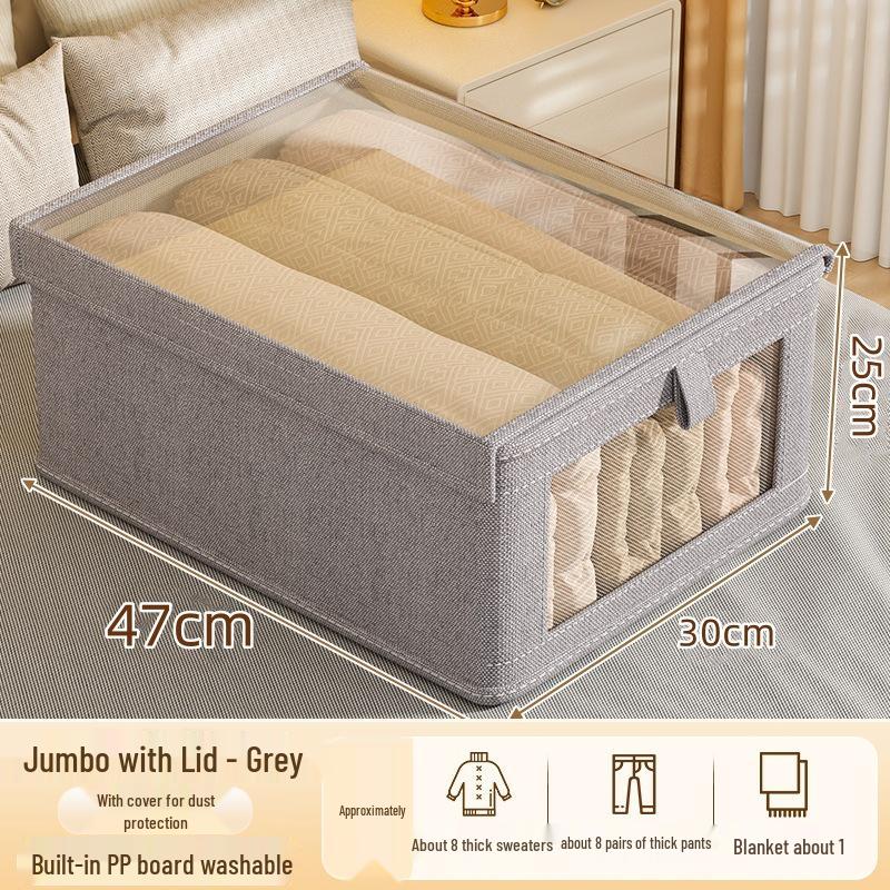 

Видимый тканевый ящик для хранения одежды с крышкой для организации гардероба и брюк