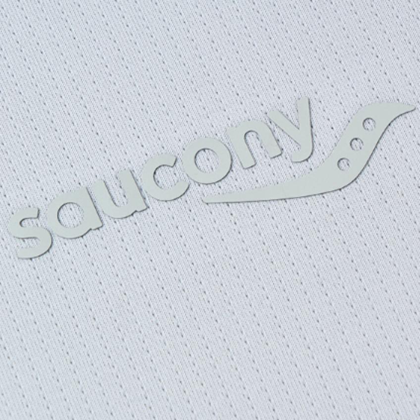 SAUCONY Letter Pattern Moisture-Wicking Breathable Crew Neck Short Sleeve T-Shirt Unisex T-Shirts Light-Gray-Green SC2249105A-GR15