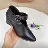 New Arrival: British Fish-Mouth Buckle Fashionable Peep-Toe Block Heel Shoes for Women - Comfortable High Heels, All-Season Wear