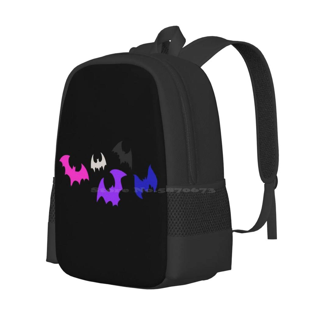 Genderfluid Bats Large Capacity School Backpack Laptop Bags Genderfluid Pride Trans Queer Lgbtq