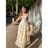 Xiaofei Sleeve Suspender Dress Women's Summer Seaside Vacation Birthday Princess Dress Fluffy Cake Long Skirt