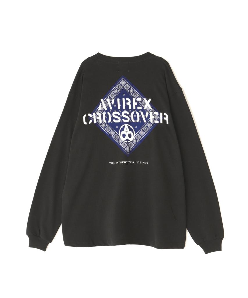 Avirex CROSSOVER BANDANA PATCH LONGSLEEVE Size T-SHIRT, Men's, M, 010, Black, 783-4230023