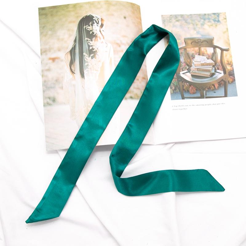 Neuer langer Taschenschal Damen Haarband Damen Accessoires Einfarbige schmale Schals Stirnband Satinband Krawatte Dekorative Taschenschals