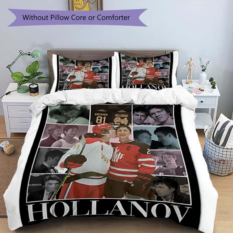 3pcs Duvet Cover Set (1*Duvet Cover + 2*Pillowcase, Without Core), Heated Rivalry Print Bedding Set, Bedroom Decor, All‑Season, Birthday Gift