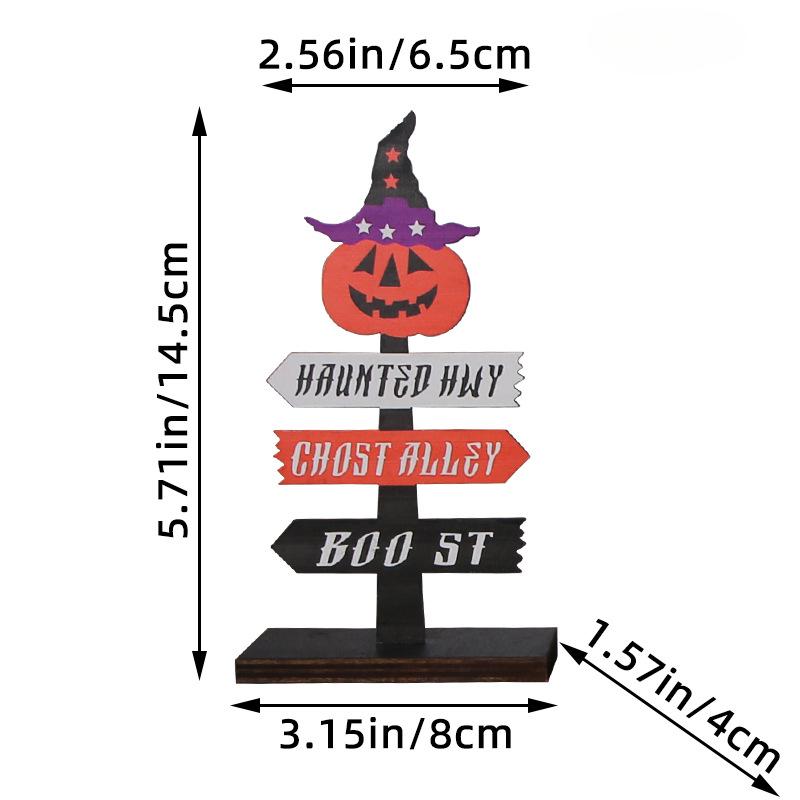 Cute Wooden Halloween Decorations Props Ghost Festival Parties Fun Directional Signs Tabletop Atmosphere Decorations