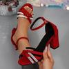 Large size women's shoes one-word buckle sandals women's summer new open-toe fashion high-heeled sandals