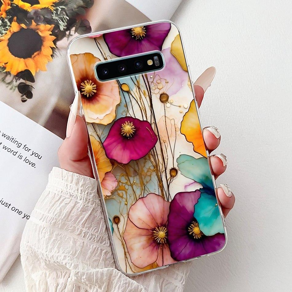 Per Samsung Galaxy S10+ S10 S10e Elegante Custodia per Telefono con Motivo Floreale e Farfalle Per Samsung S10e S10 Plus S 10 4G Custodie Morbide in Silicone TPU