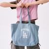 MLB Los Angeles Dodgers 25SS Vintage Letter LA Large Capacity Commuter Cotton Shoulder Tote Backpack Unisex bags Blue 3AORV025N-07SBL