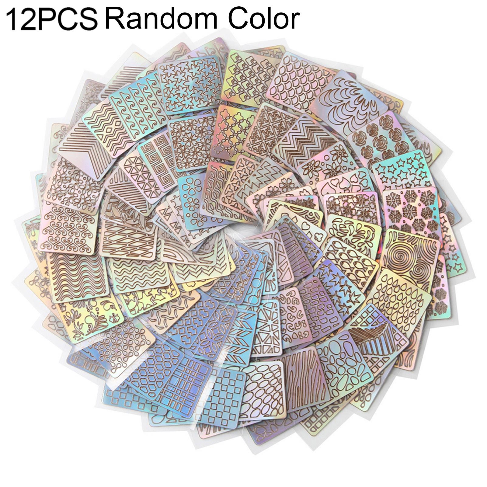 

12 листов в полоску, украшения для ногтей, волнистые полые печатные штампы, шаблоны для дизайна ногтей, инструмент для маникюра